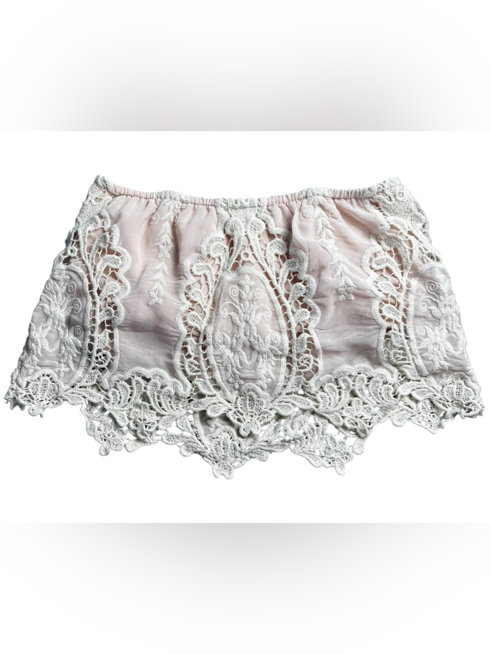Pink Lace Crochet Overlay Tube Top Size S Boho Summer - Picture 3 of 8
